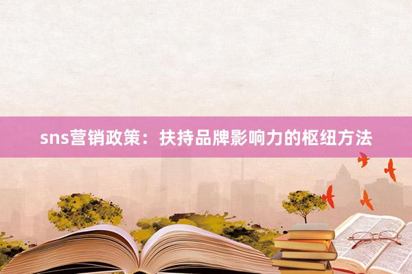sns营销政策：扶持品牌影响力的枢纽方法